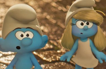 James Corden and Rihanna in “Smurfs.”