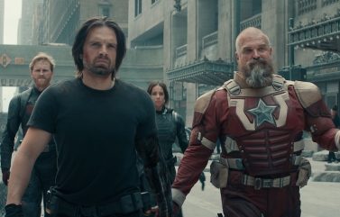 Wyatt Russell, John Walker, David Harbour, Sebastian Stan, and Hannah John-Kamen in “Thunderbolts*.”