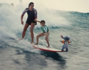 Stitch, Maia Kealoha, Nani, and Sydney Agudong in “Lilo & Stitch.”