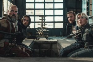 David Harbour, Hannah John-Kamen, Wyatt Russell, and Florence Pugh in “Thunderbolts*.”