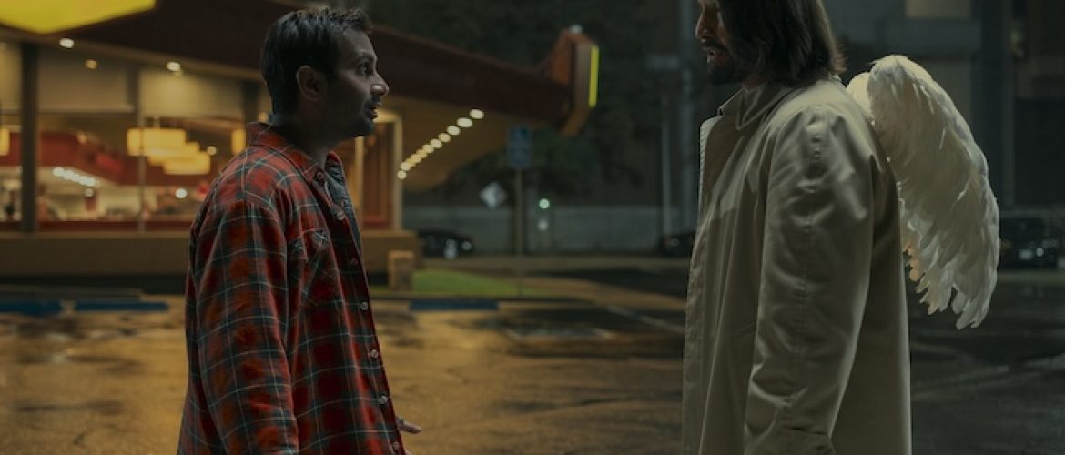 Aziz Ansari as Arj and Keanu Reeves as Gabriel in “Good Fortune.”