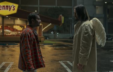 Aziz Ansari as Arj and Keanu Reeves as Gabriel in “Good Fortune.”