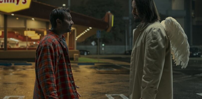 Aziz Ansari as Arj and Keanu Reeves as Gabriel in “Good Fortune.”