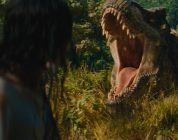 Luna Blaise and the T-Rex in “Jurassic World Rebirth,” directed by Gareth Edwards.