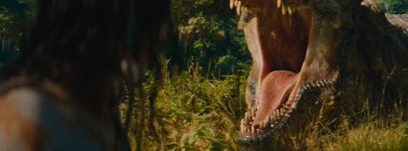 Luna Blaise and the T-Rex in “Jurassic World Rebirth,” directed by Gareth Edwards.