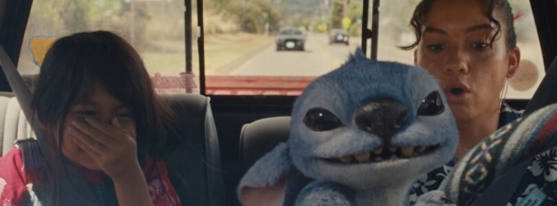 Maia Kealoha (from left) as Lilo, Stitch, and Sydney Agudong as Nani in Disney’s live-action “Lilo & Stitch.”