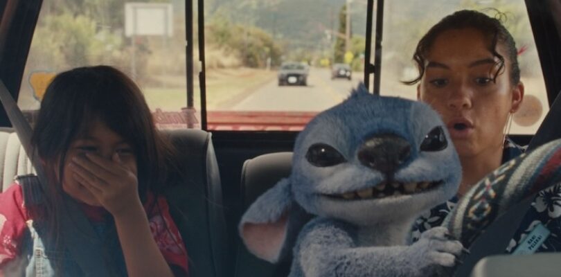 Maia Kealoha (from left) as Lilo, Stitch, and Sydney Agudong as Nani in Disney’s live-action “Lilo & Stitch.”