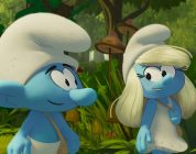No Name (James Corden) and Smurfette (Rihanna) in Smurfs from Paramount Animation.