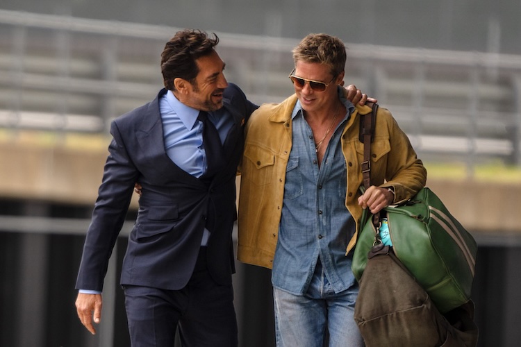 Brad Pitt and Javier Bardem in “F1: The Movie.”