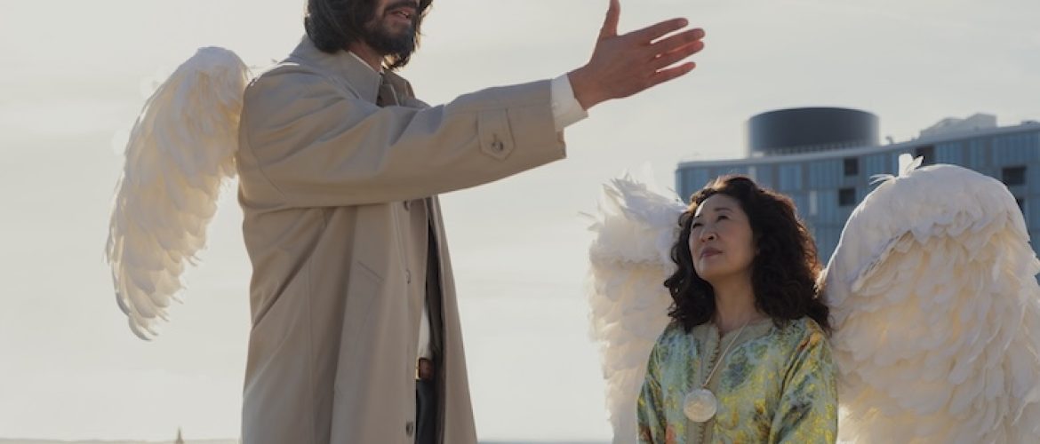 Keanu Reeves as Gabriel and Sandra Oh as Martha in “Good Fortune.”