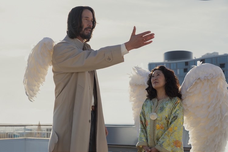 Keanu Reeves as Gabriel and Sandra Oh as Martha in “Good Fortune.”