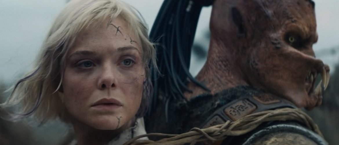 Dimitrius Schuster-Koloamatangi and Elle Fanning in “Predator: Badlands.”