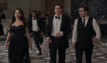 Ariana Greenblatt as June, Jesse Eisenberg as Daniel Atlas, and Dave Franco as Jack Wilder in “Now You See Me: Now You Don’t.”